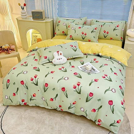 91家纺网 家纺一手货源 找家纺 佑泽家纺 2025新款直播爆款高克重植物羊绒单被套 恋恋花语