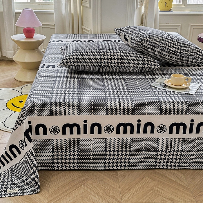 91家纺网 家纺一手货源 找家纺 晓时候 2025新款原棉老粗布床单印花凉席三件套软凉席 潮流米兰