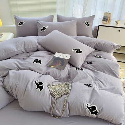 91家纺网 家纺一手货源 找家纺 寐时代 2024新款A类水洗亲肤立体毛巾绣四件套四季通用款 印象