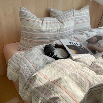 91家纺网 家纺一手货源 找家纺 （总）艾咪-Amy ntmy 新款学生季宿舍床全棉色织水洗棉三件套