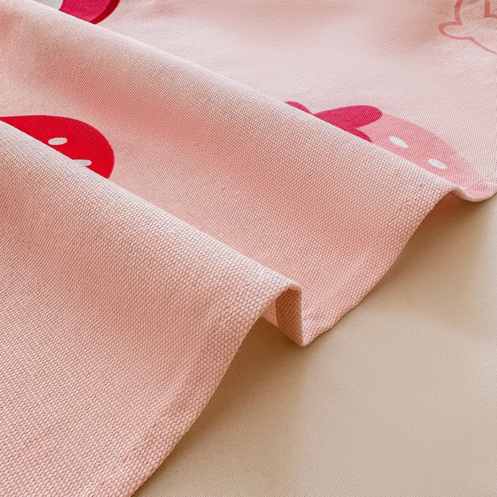 91家纺网 家纺一手货源 找家纺 晓时候 2025新款原棉老粗布床单印花凉席三件套软凉席 草莓熊