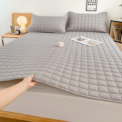 91家纺网 家纺一手货源 找家纺 恒尚居 2024新款抗菌四季款床垫床护垫软垫床褥子防滑单人双人学生软床垫 简格-浅灰