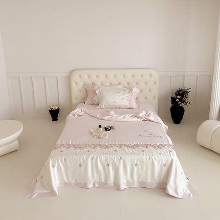 91家纺网 家纺一手货源 找家纺 佳汐蓝家纺 2024新款60支兰精天丝夏被四件套-香馥丽 香馥丽-粉色