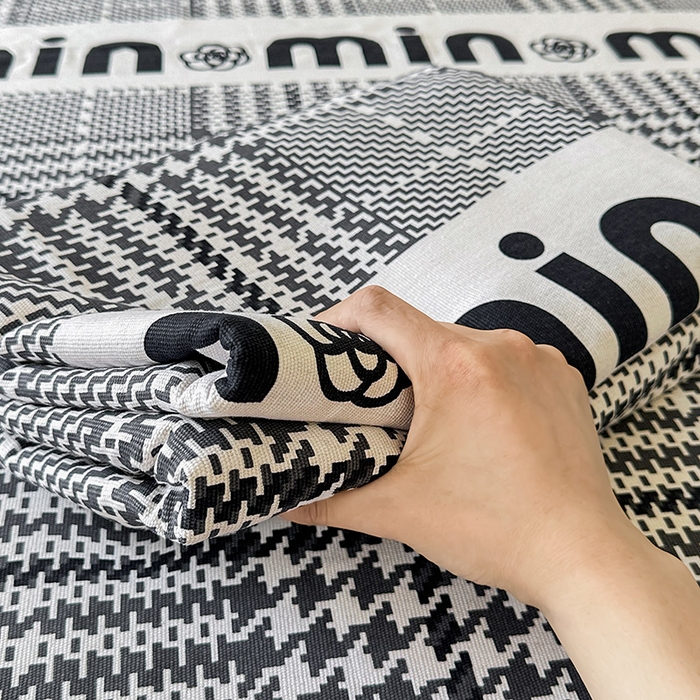 91家纺网 家纺一手货源 找家纺 晓时候 2025新款原棉老粗布床单印花凉席三件套软凉席 潮流米兰