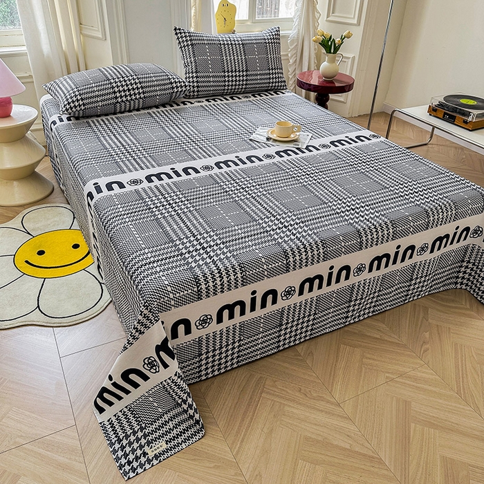 91家纺网 家纺一手货源 找家纺 晓时候 2025新款原棉老粗布床单印花凉席三件套软凉席 潮流米兰