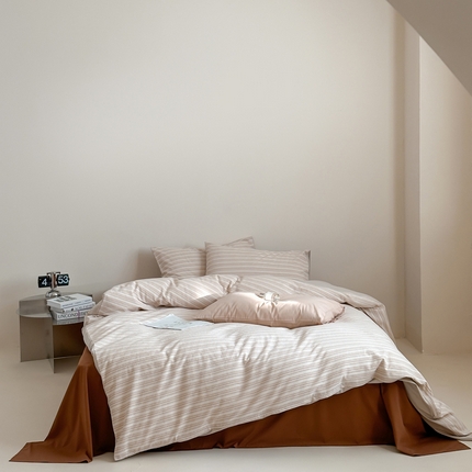 91家纺网 家纺一手货源 找家纺 （总）例外Home 2024新款色织全棉提花四件套-红豆系列