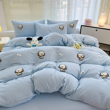 91家纺网 家纺一手货源 找家纺 （总）寐时代 2024新款A类水洗亲肤立体毛巾绣四件套四季通用款