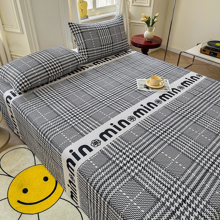 91家纺网 家纺一手货源 找家纺 晓时候 2025新款原棉老粗布床单印花凉席三件套软凉席 潮流米兰