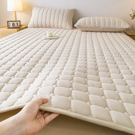 91家纺网 家纺一手货源 找家纺 恒尚居 2024新款抗菌四季款床垫床护垫软垫床褥子防滑单人双人学生软床垫 简格-卡其