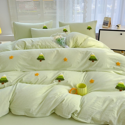 91家纺网 家纺一手货源 找家纺 （总）寐时代 2024新款A类水洗亲肤立体毛巾绣四件套四季通用款