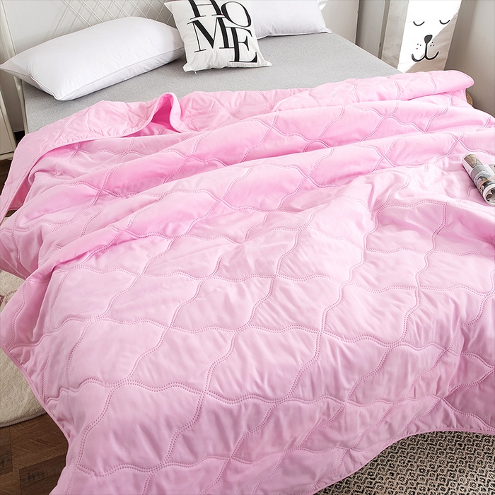 91家纺网 家纺一手货源 找家纺 2025新款亲肤芦荟棉夏被空调被夏凉被 粉