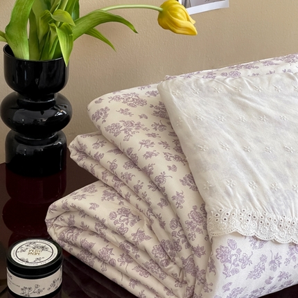 91家纺网 家纺一手货源 找家纺 奈萝家纺 2024新款法式花边款针织夏被春秋被可机洗 雅香