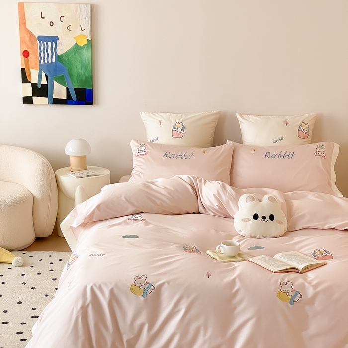 91家纺网 家纺一手货源 找家纺 （总）星野 2024秋冬新款棉四件套第一波--睡睡兔