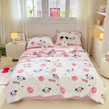 91家纺网 家纺一手货源 找家纺 （总）2025新款A类泡泡纱水洗棉夏被四件套