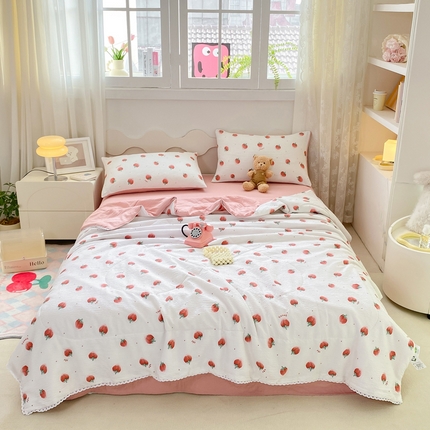 91家纺网 家纺一手货源 找家纺 （总）2025新款A类泡泡纱水洗棉夏被四件套