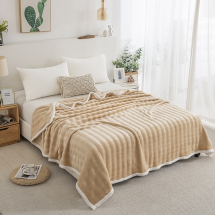 卉晨家纺 2024新款牛奶绒兔毛绒空调毯午睡毯泡泡毛毯 莱卡驼