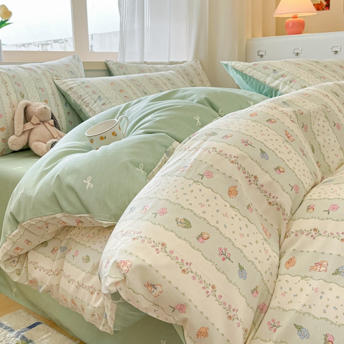 91家纺网 家纺一手货源 找家纺 呗旺鹿 2024新款全棉13372学生季三件套四件套 潘多拉