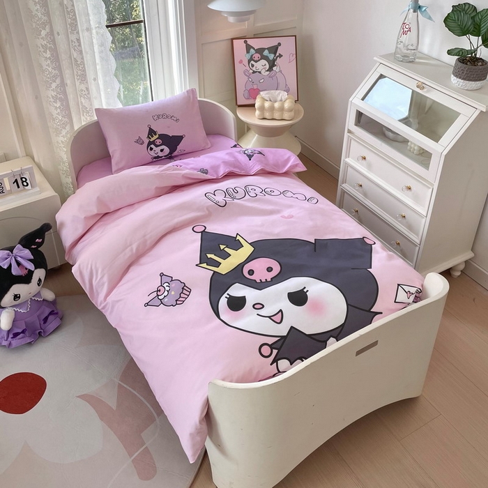 91家纺网 家纺一手货源 找家纺 蘭菲家纺 2024新款全棉幼儿园三件套 粉巴库