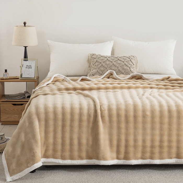 91家纺网 家纺一手货源 找家纺 卉晨家纺 2024新款牛奶绒兔毛绒空调毯午睡毯泡泡毛毯 莱卡驼