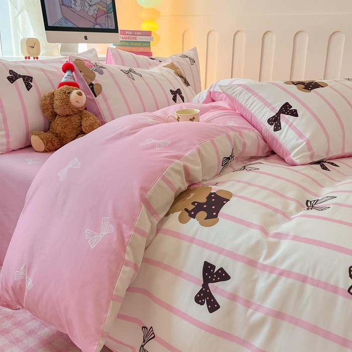 91家纺网 家纺一手货源 找家纺 晨希家居 2024新款全棉卡通活性印花四件套蝴蝶小熊