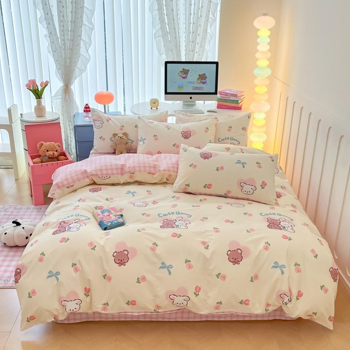 91家纺网 家纺一手货源 找家纺 晨希家居 2024新款全棉卡通活性印花四件套贝贝熊