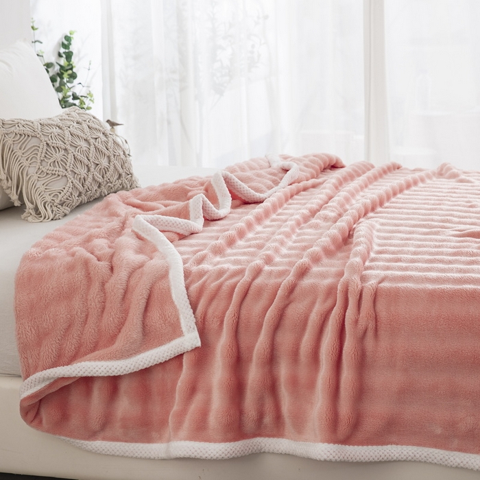 91家纺网 家纺一手货源 找家纺 卉晨家纺 2024新款牛奶绒兔毛绒空调毯午睡毯泡泡毛毯 纤玉粉