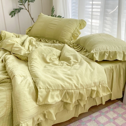 91家纺网 家纺一手货源 找家纺 2025新款云柔泡泡棉泡泡纱夏被四件套 青山如是