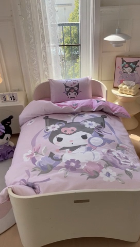 91家纺网 家纺一手货源 找家纺 蘭菲家纺 2024新款全棉幼儿园三件套 花仙子