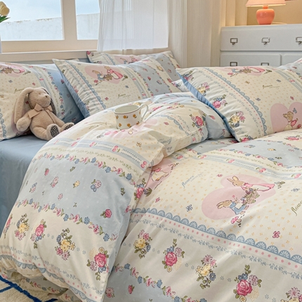 （总）呗旺鹿 2024新款13372全棉四件套学生三件套宿舍三件套小清新纯棉四件套