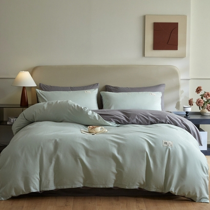 91家纺网 家纺一手货源 找家纺 （总）莱通家纺 2024新款13372纯色双拼四件套（商家提供买家秀）