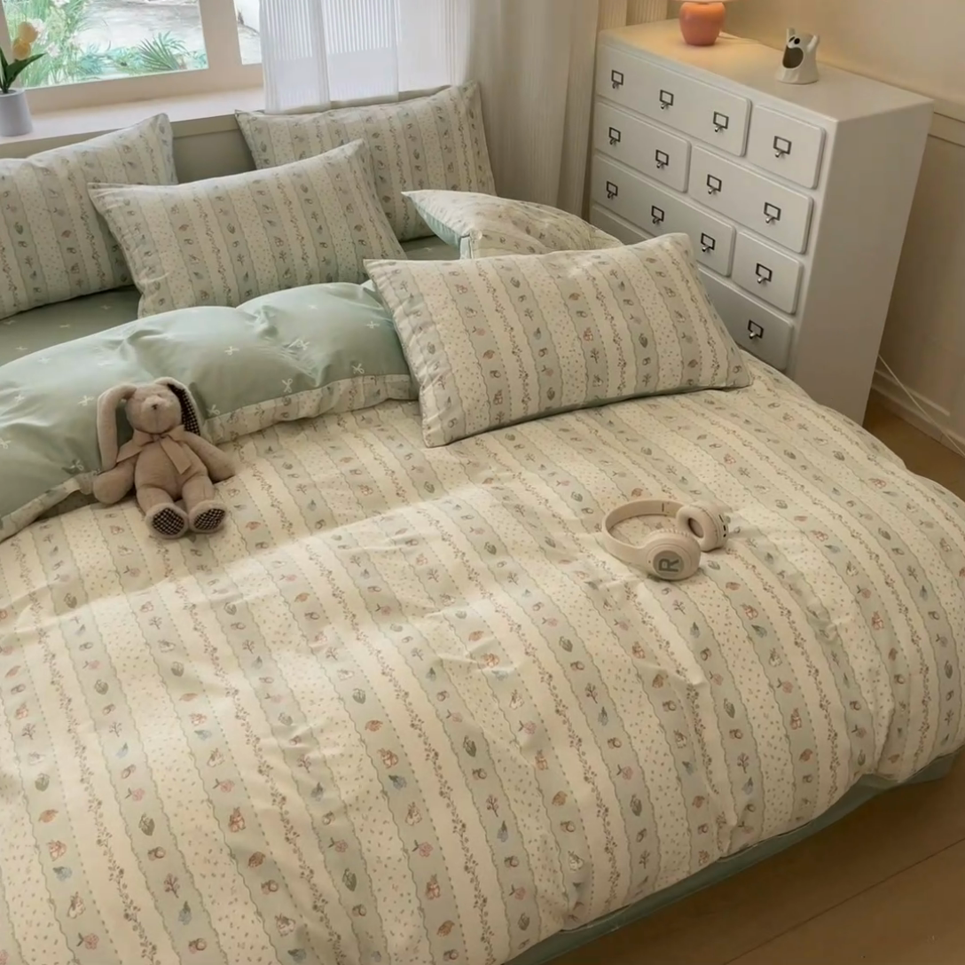 91家纺网 家纺一手货源 找家纺 呗旺鹿 2024新款全棉13372学生季三件套四件套 潘多拉