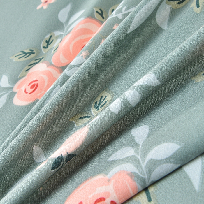 91家纺网 家纺一手货源 找家纺 小雨家纺 2026新款芦荟棉床裙四件套 春暖花开深绿