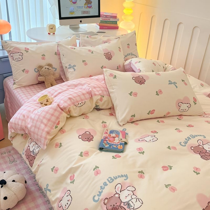 91家纺网 家纺一手货源 找家纺 晨希家居 2024新款全棉卡通活性印花四件套贝贝熊