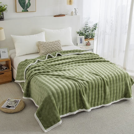 卉晨家纺 2024新款牛奶绒兔毛绒空调毯午睡毯泡泡毛毯 抹茶绿