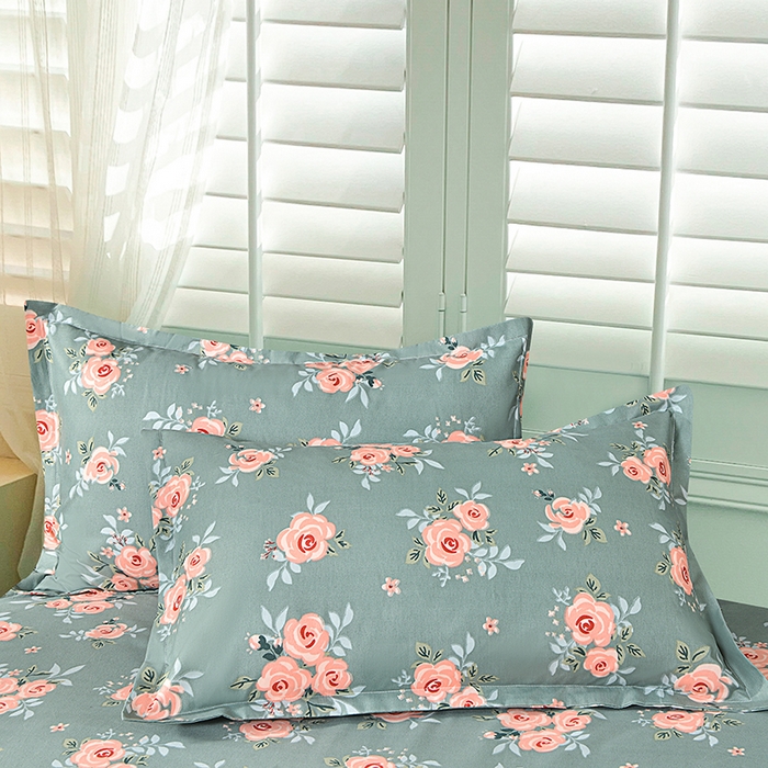 91家纺网 家纺一手货源 找家纺 小雨家纺 2026新款芦荟棉床裙四件套 春暖花开深绿