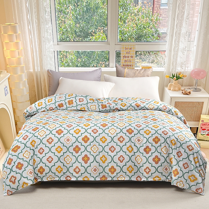 91家纺网 家纺一手货源 找家纺 小雨家纺 2026新款芦荟棉单被套 初夏绿