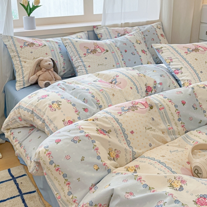 91家纺网 家纺一手货源 找家纺 （总）呗旺鹿 2024新款13372全棉四件套学生三件套宿舍三件套小清新纯棉四件套