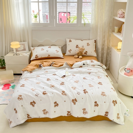 91家纺网 家纺一手货源 找家纺 （总）2025新款A类泡泡纱水洗棉夏被四件套