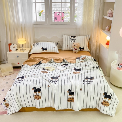 91家纺网 家纺一手货源 找家纺 （总）2025新款A类泡泡纱水洗棉夏被四件套