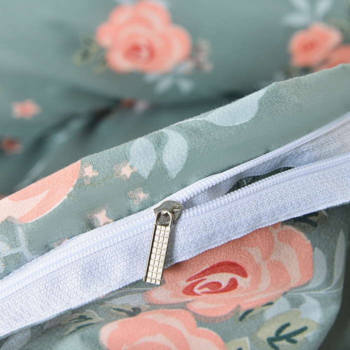 91家纺网 家纺一手货源 找家纺 小雨家纺 2026新款芦荟棉单被套 春暖花开深绿