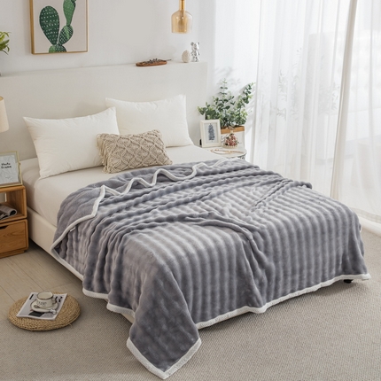 卉晨家纺 2024新款牛奶绒兔毛绒空调毯午睡毯泡泡毛毯 流银灰