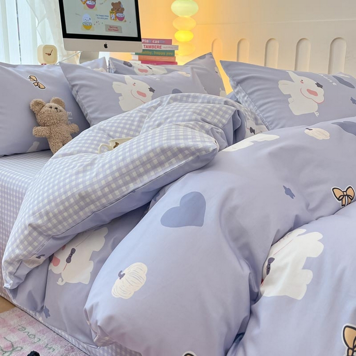 91家纺网 家纺一手货源 找家纺 晨希家居 2024新款全棉卡通活性印花四件套小象童话