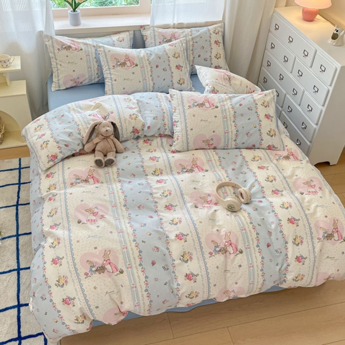 91家纺网 家纺一手货源 找家纺 （总）呗旺鹿 2024新款13372全棉四件套学生三件套宿舍三件套小清新纯棉四件套