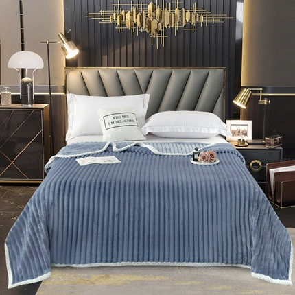 91家纺网 家纺一手货源 找家纺 （总）好艺佳毛毯 2025新款纯色兔兔绒大抽条包边贝贝绒毛毯床单盖毯加厚多用