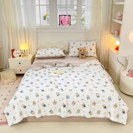 91家纺网 家纺一手货源 找家纺 （总）2025新款A类泡泡纱水洗棉夏被四件套