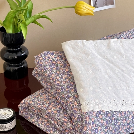 奈萝家纺 2024新款法式花边款针织夏被春秋被可机洗 紫梦