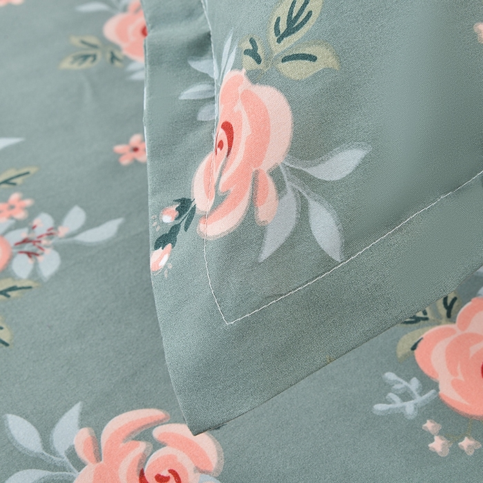 91家纺网 家纺一手货源 找家纺 小雨家纺 2026新款芦荟棉单被套 春暖花开深绿