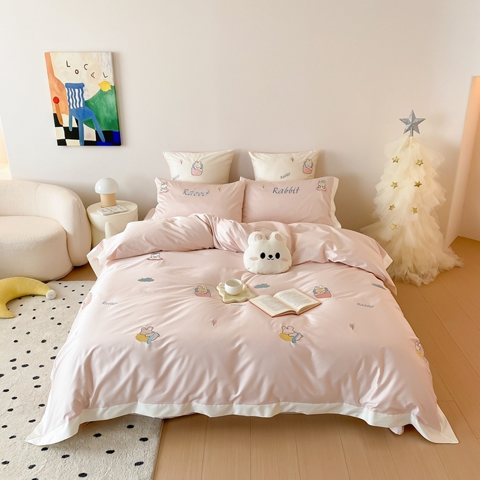 91家纺网 家纺一手货源 找家纺 （总）星野 2024秋冬新款棉四件套第一波--睡睡兔