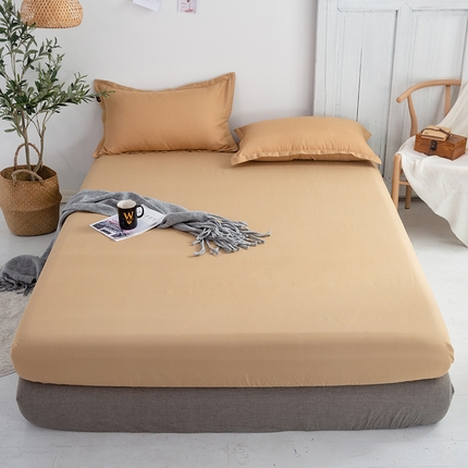 91家纺网 家纺一手货源 找家纺 悦织湾家纺 2025新款纯色云朵棉亲肤乐肤棉芦荟棉单床笠 米驼