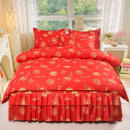 91家纺网 家纺一手货源 找家纺 （总）小雨家纺 2026新款芦荟棉床裙四件套